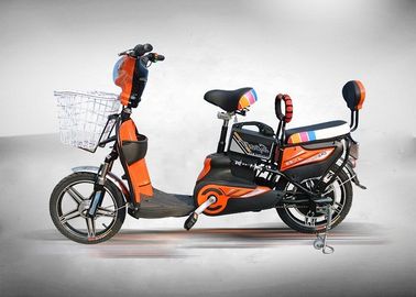 Cina Skuter Moped Skuter Listrik 350W Daya Tinggi Warna Oranye Dengan Drum Belakang Depan pemasok